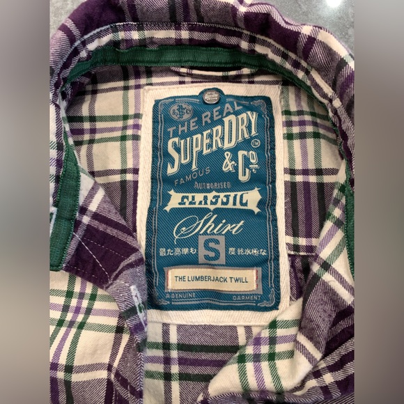 SUPERDRY super good purple plaid flannel - Picture 8 of 12